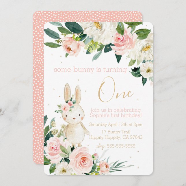 Some Bunny is Turning One First Birthday Invitation (Front/Back)