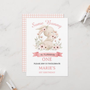 Some Bunny Is Turning One Girl 1st Birthday Invite