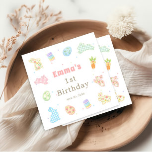 Some Bunny is Turning One Pastel Birthday Napkin