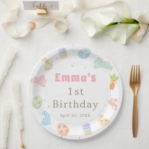 Some Bunny is Turning One Pastel Birthday Paper Plate