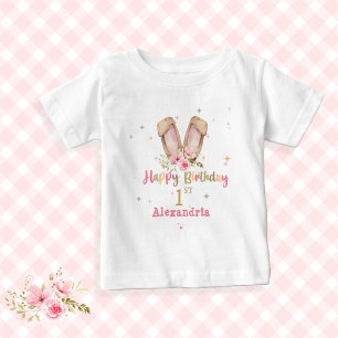 Some Bunny Is Turning One Pink Girl Baby T-Shirt