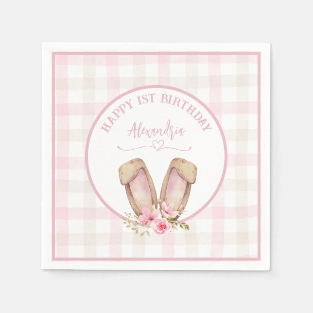 Some Bunny Is Turning One Pink Girl Napkin (Front)