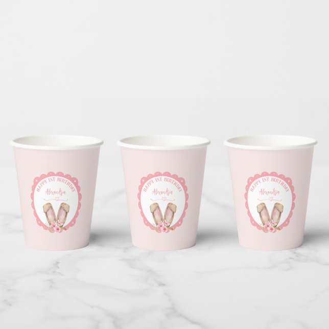 Some Bunny Is Turning One Pink Girl Paper Cups (Multi)