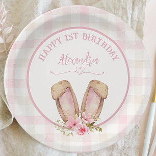 Some Bunny Is Turning One Pink Girl Paper Plate