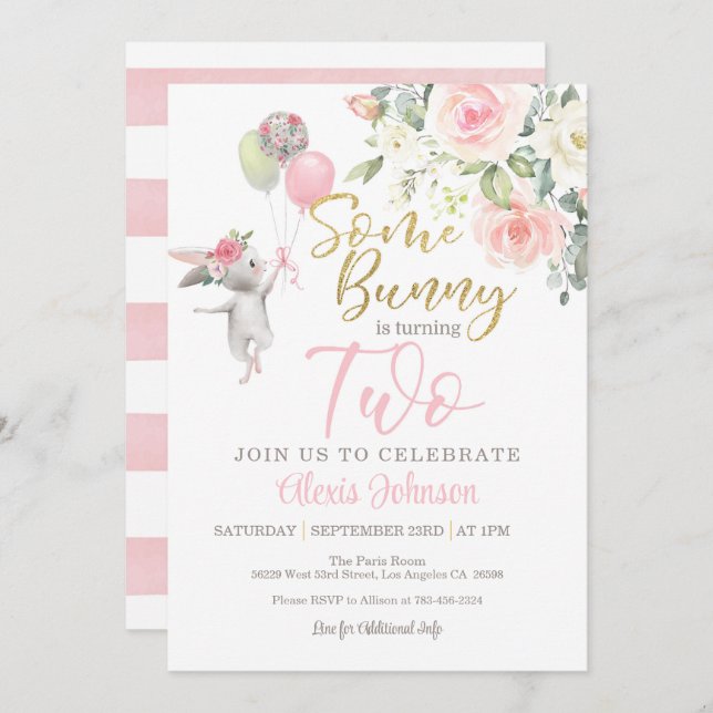 Some Bunny is Turning TWO Invitation (Front/Back)