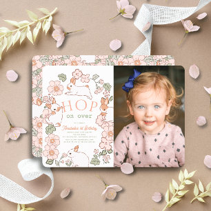 Some Bunny Lop Purple Lilac Photo 1st Birthday Invitation