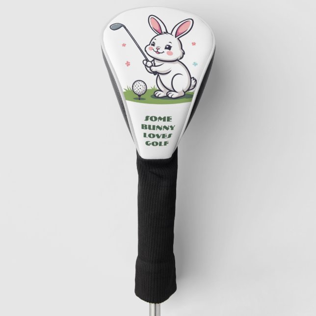Some Bunny Loves Golf Spring Garden Green Funny  Head Cover (Front)