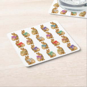 Some bunny loves me! square paper coaster