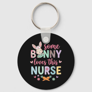 Some Bunny Loves This Nurse Cute Rabbit Funny Key Ring