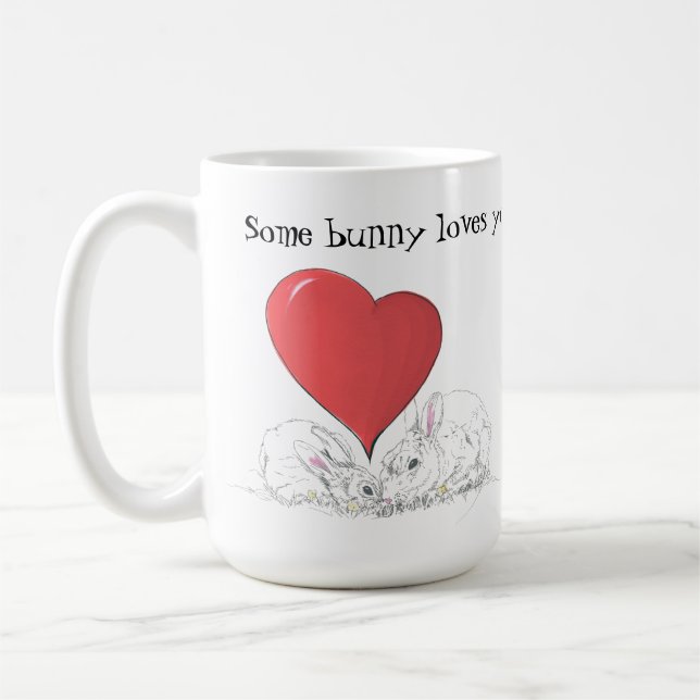 Some bunny loves you Big Red Heart coffee mug (Left)