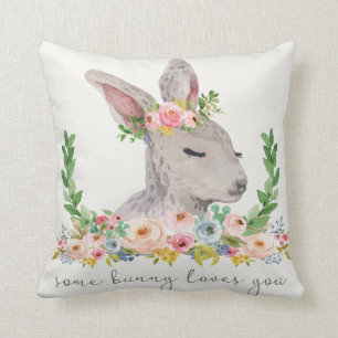 Some Bunny Loves You Boho Woodland Nursery Pillow