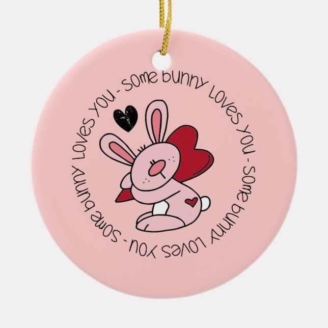 Some Bunny Loves You Ceramic Tree Decoration (Front)
