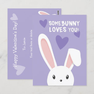 Some bunny loves you Cute Classroom Valentines day Postcard
