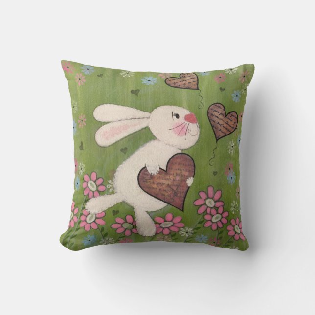 Some Bunny Loves You - Easter Rabbit Kids Art Cushion (Front)