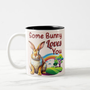 Some Bunny Loves You Easter Two-Tone Coffee Mug