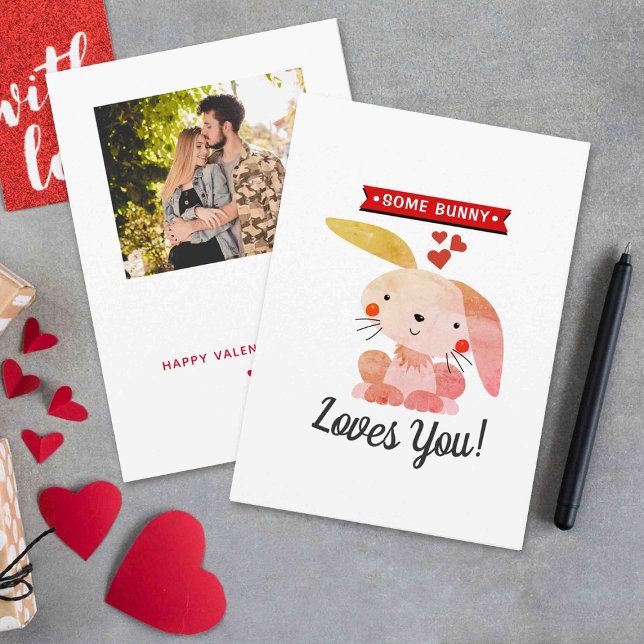 Some Bunny Loves You Funny Whimsy Valentine's Day Holiday Card (Creator Uploaded)