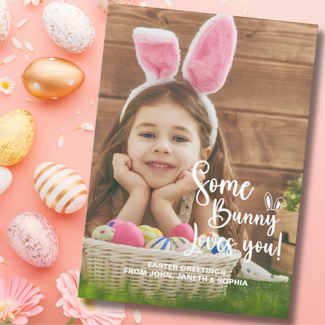 Some Bunny Loves You Leaving Happy Photo Invitation (Creator Uploaded)