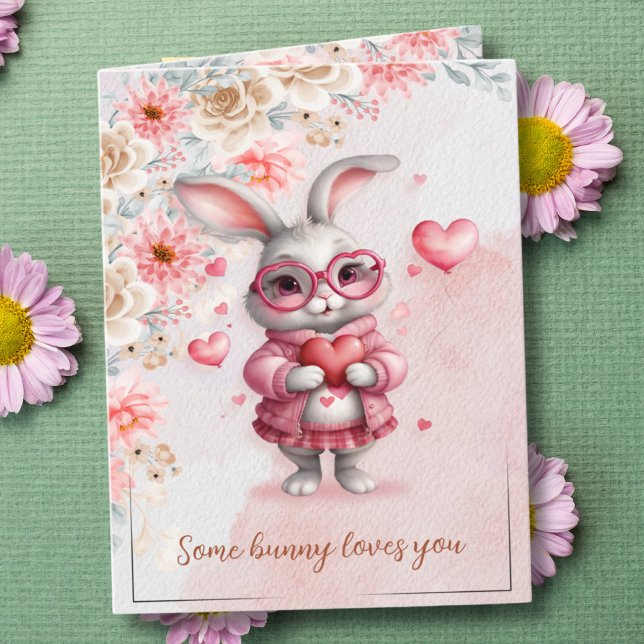 Some Bunny Loves You Pink Bunny Valentine's Day Card (Some Bunny Loves You Pink Bunny Valentine's Day Card)