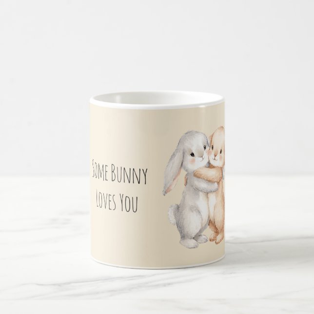 Some Bunny Loves You Rabbits Hugging Coffee Mug (Center)