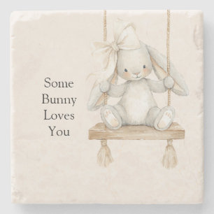Some Bunny Loves You Swing Stone Coaster