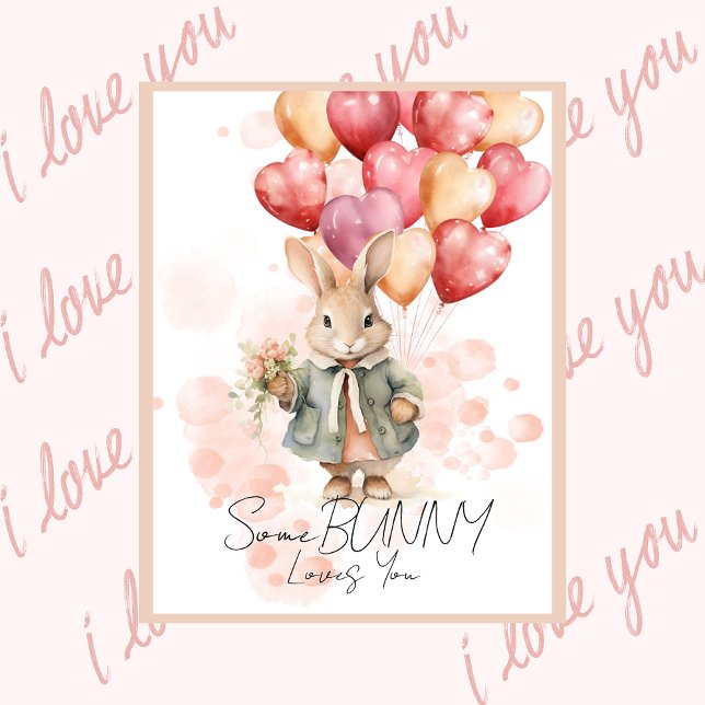 Some Bunny Loves You Valentines Red Heart Card (Creator Uploaded)