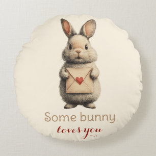 Some Bunny Loves You with Love Letter Round Cushion