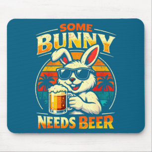 Some bunny needs beer funny easter bunny humour mouse pad