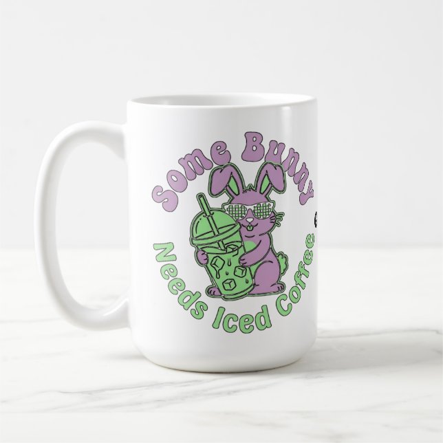  Some Bunny Needs Iced Coffee Retro Spring Easter  Mug (Left)