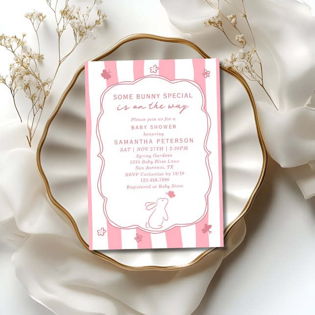 Some Bunny On The Way Whimsical Girl Baby Shower Invitation (Creator Uploaded)