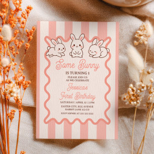 Some Bunny Pastel Pink Easter Girl 1st Birthday Invitation