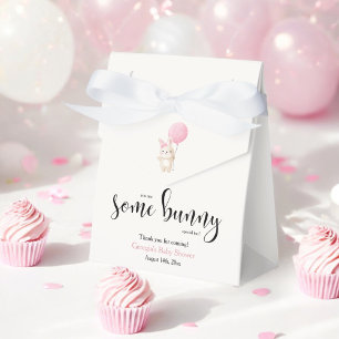 Some Bunny Pink Bow Balloon Bunny Baby Shower Favour Box
