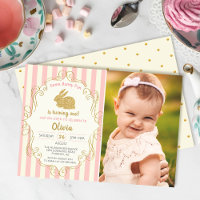 Some Bunny Pink & Gold Glitter Birthday Photo