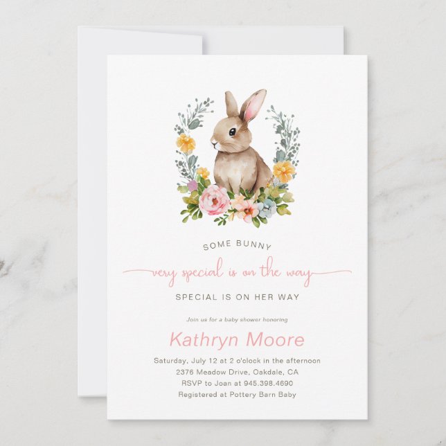 Some Bunny Special Floral baby shower Invitation (Front)