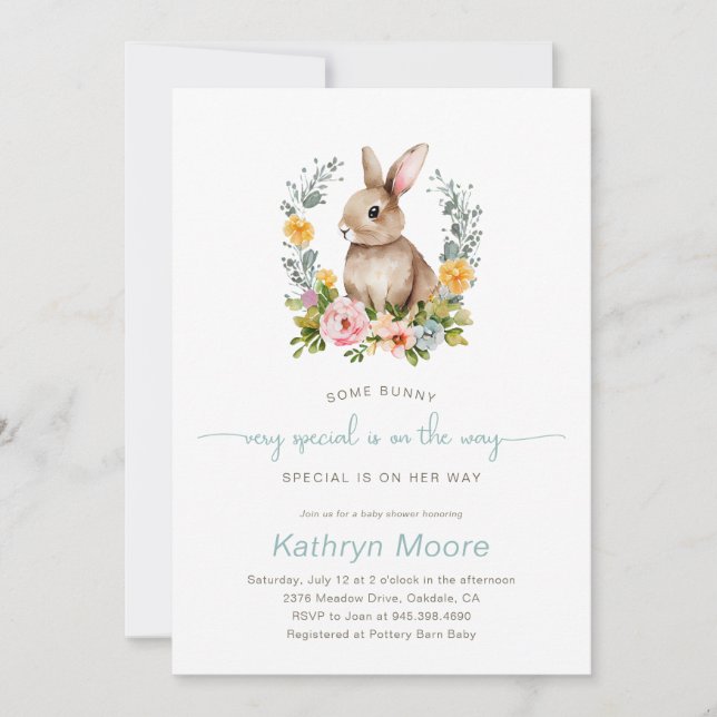 Some Bunny Special Floral baby shower Invitation (Front)