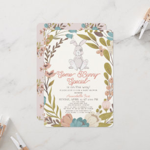 Some Bunny Special Floral Girl Baby Shower Invitation