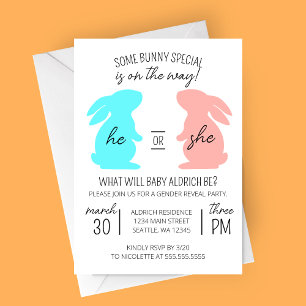 Some Bunny Special Gender Reveal Party Invitation