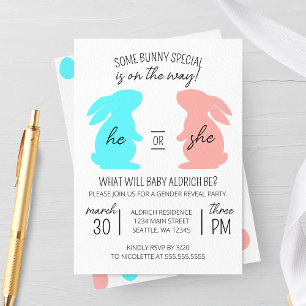 Some Bunny Special Gender Reveal Party Invitation