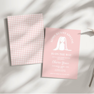Some Bunny Special Pink Gingham Baby Shower Invitation