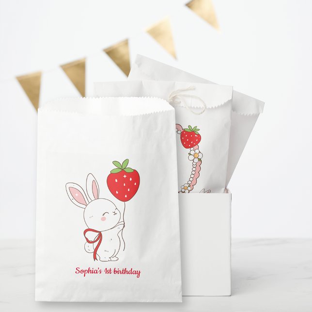 Some Bunny Strawberry Balloon Birthday Favour Bag (Creator Uploaded)