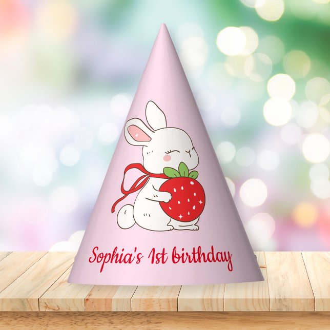Some Bunny Strawberry Pink Birthday Party Hat (Creator Uploaded)