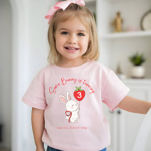Some Bunny Strawberry Pink Birthday Photo Baby T-Shirt
