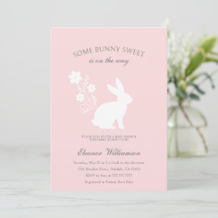 Some bunny sweet floral baby shower invitation
