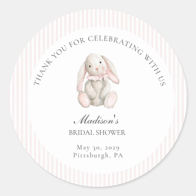 Some Bunny Sweet Pink Baby Shower  Classic Round Sticker (Front)