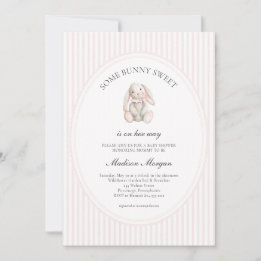 Some Bunny Sweet Pink Girl Baby Shower Invitation