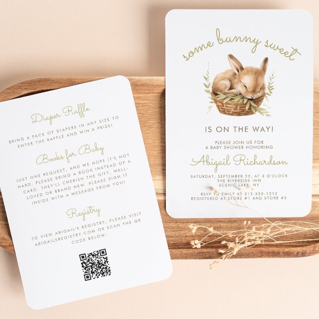 Some Bunny Sweet QR Code Neutral Baby Shower Invitation (Creator Uploaded)