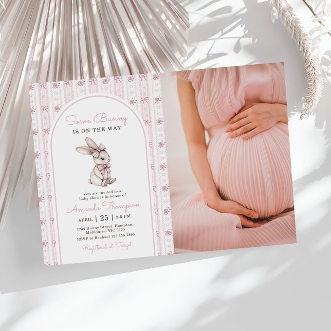 Some Bunny Vintage Rabbit Baby Shower Photo Invitation (Creator Uploaded)