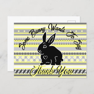 Some Bunny Wants to Say Thank You, Yellow and Grey Postcard