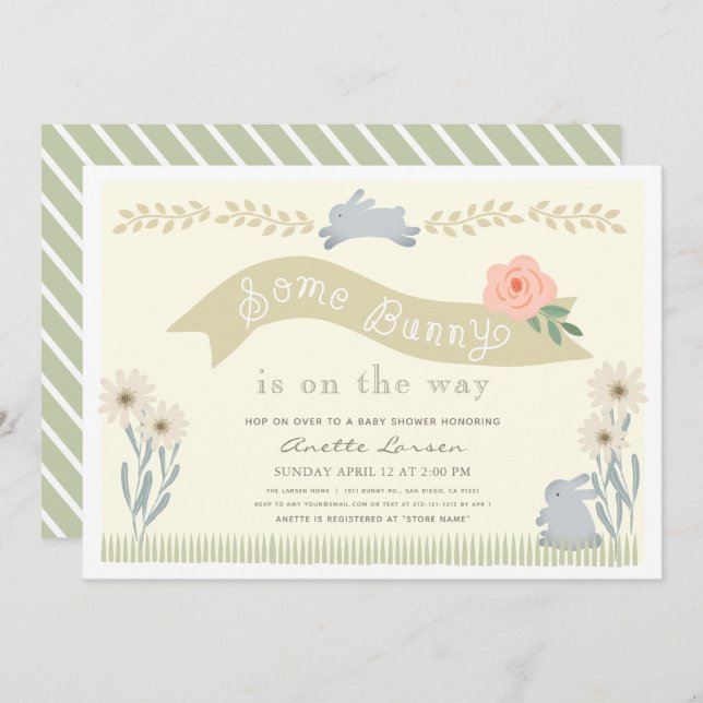 Some Bunny Yellow Gender Neutral Baby Shower Invitation (Front/Back)