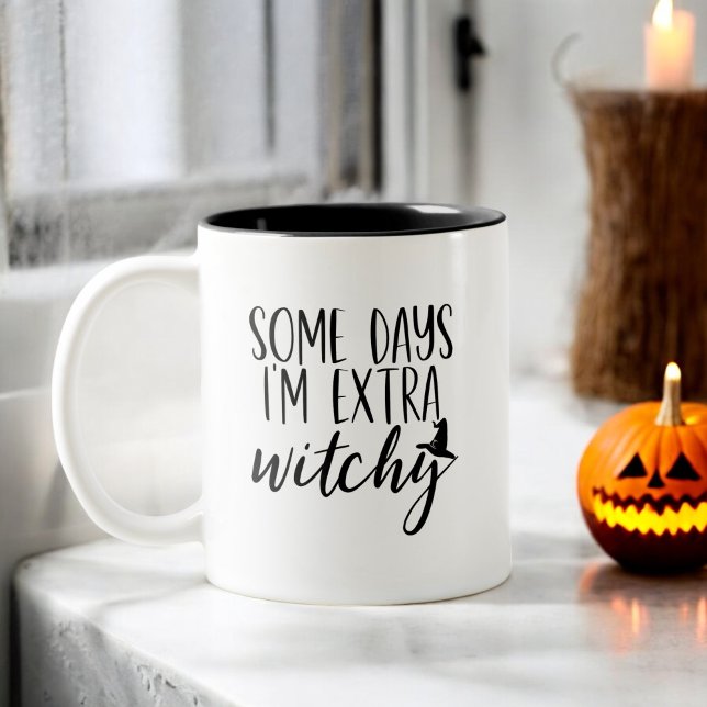 Some Days I'm Extra Witchy Modern Womens Halloween Two-Tone Coffee Mug (Creator Uploaded)