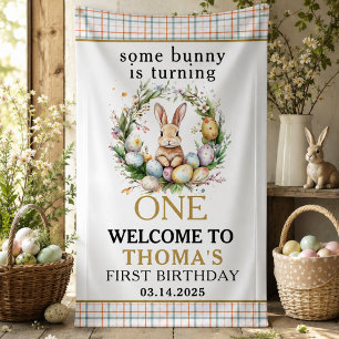 Some easter Bunny Is Turning one 1st birthday Banner